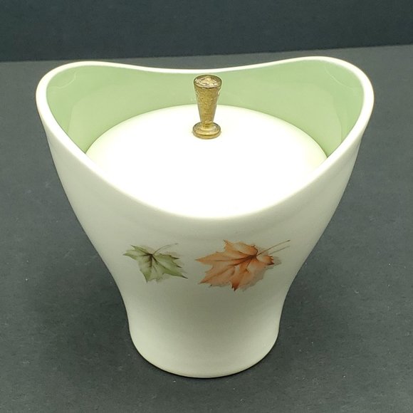 Taylor Smith & Taylor Autumn Spiral Sugar Bowl TS&T Oak Leaves Lidded Dish - Picture 2 of 5